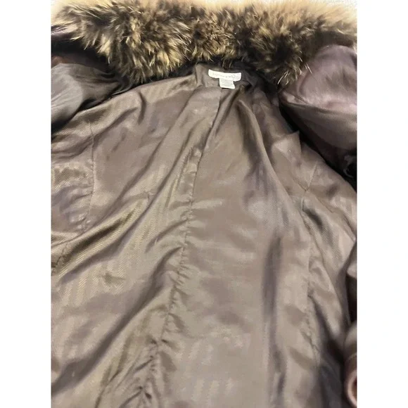 Luxury Women's Genuine Leather Real Fur Collar Jacket Brown Warm Winter Coat Y2K - Picture 8 of 14